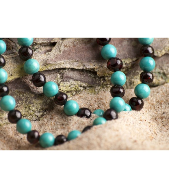 Amber adult bracelet - Gemstone - Turquoise